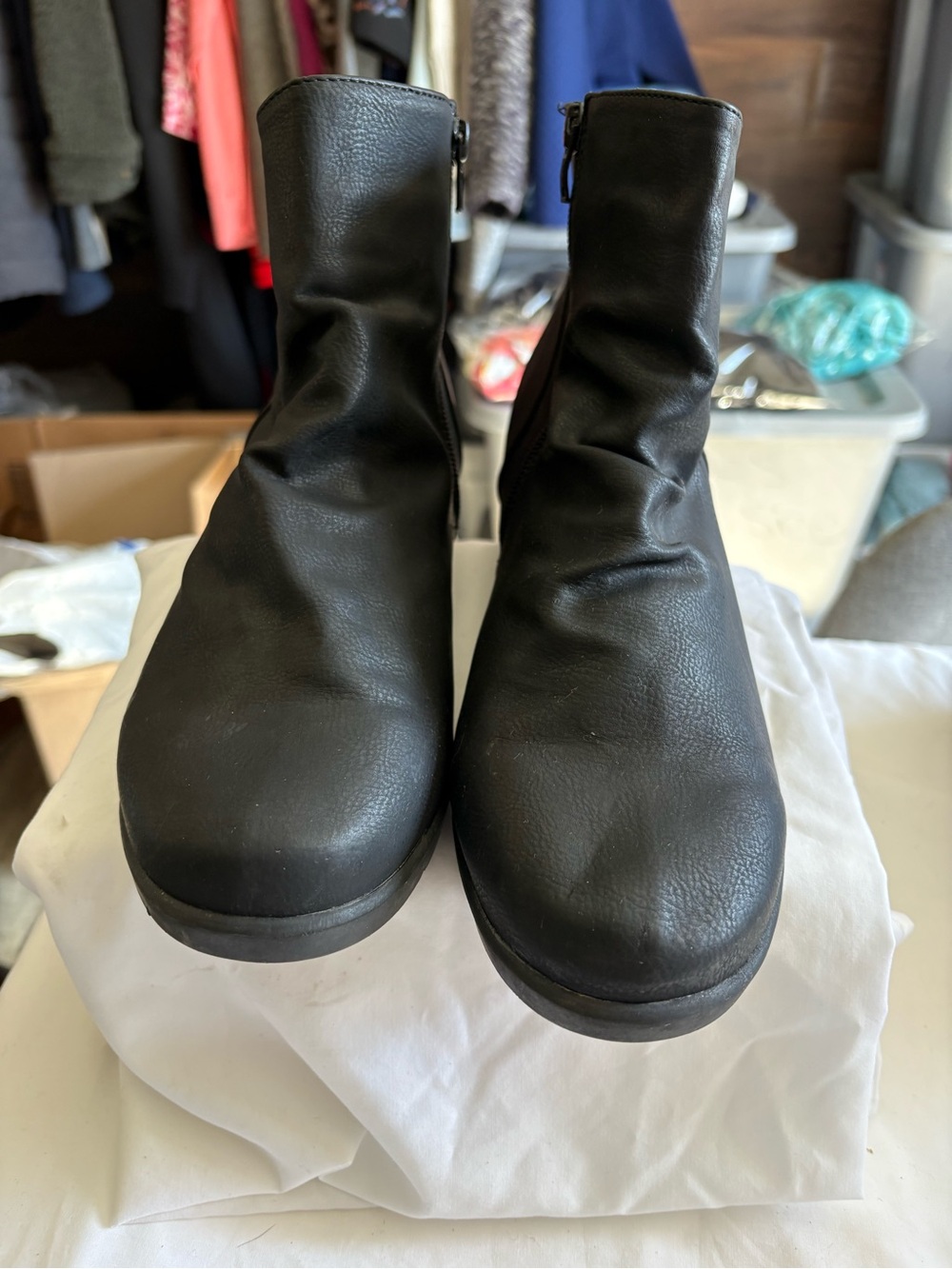 Cliffs by WHITE MOUNTAIN Black Faux Leather Ankle Booties
